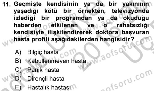 Sağlık Kurumlarında İletişim Dersi 2016 - 2017 Yılı 3 Ders Sınav Soruları 11. Soru