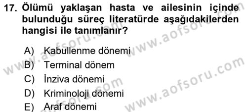 Sağlık Kurumlarında İletişim Dersi 2016 - 2017 Yılı 3 Ders Sınav Soruları 17. Soru