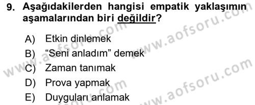 Sağlık Kurumlarında İletişim Dersi 2016 - 2017 Yılı 3 Ders Sınav Soruları 9. Soru