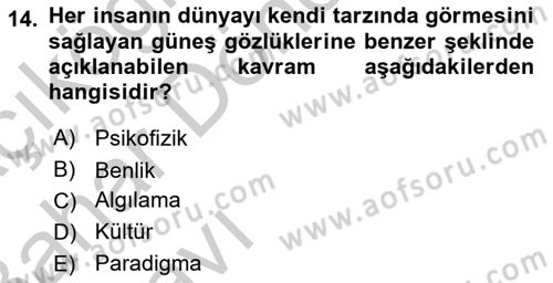 Sağlık Kurumlarında İletişim Dersi 2016 - 2017 Yılı (Vize) Ara Sınav Soruları 14. Soru