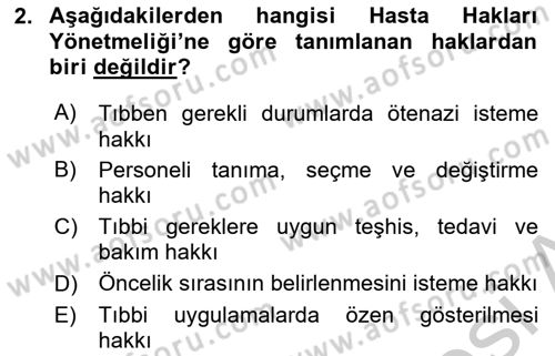 Sağlık Kurumlarında İletişim Dersi 2016 - 2017 Yılı (Vize) Ara Sınav Soruları 2. Soru