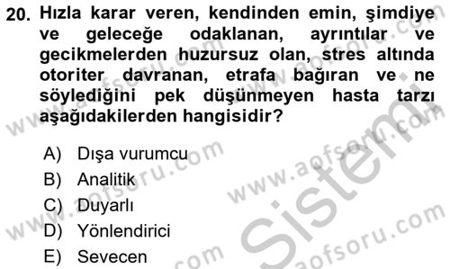 Sağlık Kurumlarında İletişim Dersi 2016 - 2017 Yılı (Vize) Ara Sınav Soruları 20. Soru