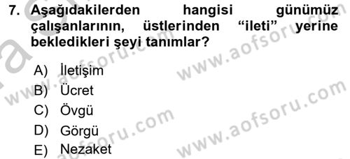Sağlık Kurumlarında İletişim Dersi 2016 - 2017 Yılı (Vize) Ara Sınav Soruları 7. Soru