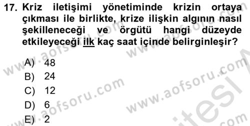 Sağlık Kurumlarında İletişim Dersi 2016 - 2017 Yılı (Final) Dönem Sonu Sınav Soruları 17. Soru
