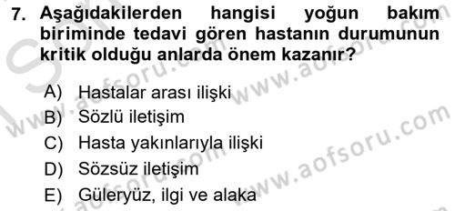 Sağlık Kurumlarında İletişim Dersi 2016 - 2017 Yılı (Final) Dönem Sonu Sınav Soruları 7. Soru