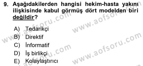 Sağlık Kurumlarında İletişim Dersi 2016 - 2017 Yılı (Final) Dönem Sonu Sınav Soruları 9. Soru