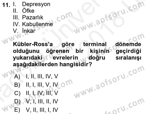 Sağlık Kurumlarında İletişim Dersi 2017 - 2018 Yılı 3 Ders Sınav Soruları 11. Soru