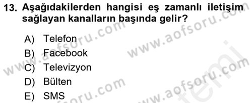 Sağlık Kurumlarında İletişim Dersi 2017 - 2018 Yılı 3 Ders Sınav Soruları 13. Soru