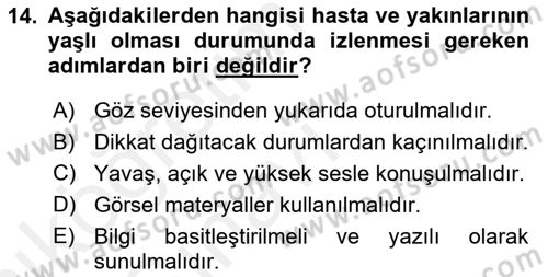Sağlık Kurumlarında İletişim Dersi 2017 - 2018 Yılı 3 Ders Sınav Soruları 14. Soru