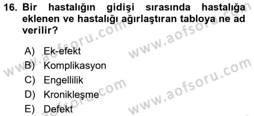 Sağlık Kurumlarında İletişim Dersi 2017 - 2018 Yılı 3 Ders Sınav Soruları 16. Soru