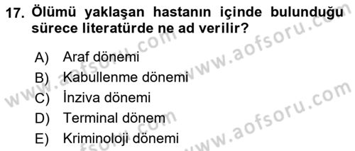 Sağlık Kurumlarında İletişim Dersi 2017 - 2018 Yılı 3 Ders Sınav Soruları 17. Soru