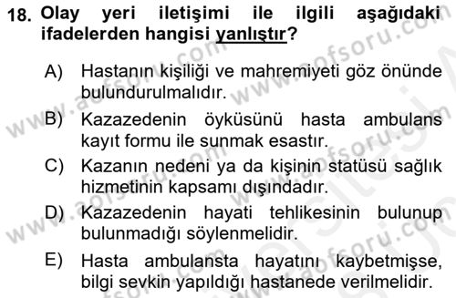 Sağlık Kurumlarında İletişim Dersi 2017 - 2018 Yılı 3 Ders Sınav Soruları 18. Soru