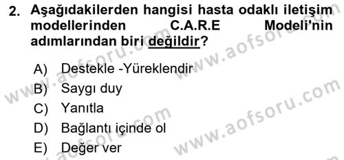 Sağlık Kurumlarında İletişim Dersi 2017 - 2018 Yılı 3 Ders Sınav Soruları 2. Soru
