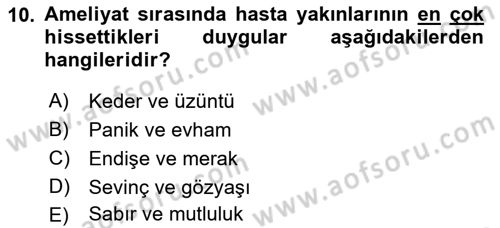 Sağlık Kurumlarında İletişim Dersi 2017 - 2018 Yılı (Final) Dönem Sonu Sınav Soruları 10. Soru