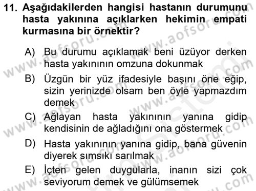 Sağlık Kurumlarında İletişim Dersi 2017 - 2018 Yılı (Final) Dönem Sonu Sınav Soruları 11. Soru