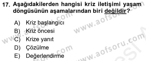 Sağlık Kurumlarında İletişim Dersi 2017 - 2018 Yılı (Final) Dönem Sonu Sınav Soruları 17. Soru
