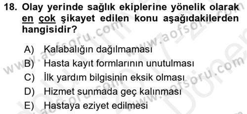 Sağlık Kurumlarında İletişim Dersi 2017 - 2018 Yılı (Final) Dönem Sonu Sınav Soruları 18. Soru