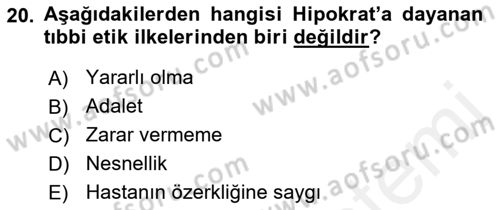 Sağlık Kurumlarında İletişim Dersi 2017 - 2018 Yılı (Final) Dönem Sonu Sınav Soruları 20. Soru