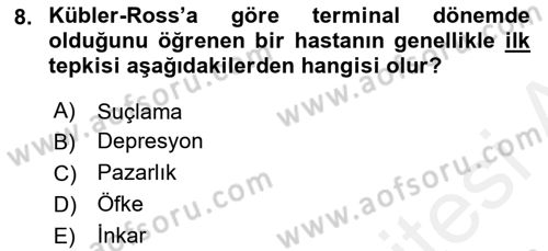 Sağlık Kurumlarında İletişim Dersi 2017 - 2018 Yılı (Final) Dönem Sonu Sınav Soruları 8. Soru