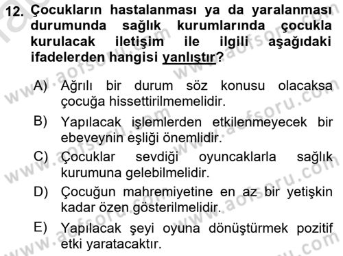 Sağlık Kurumlarında İletişim Dersi 2018 - 2019 Yılı 3 Ders Sınav Soruları 12. Soru