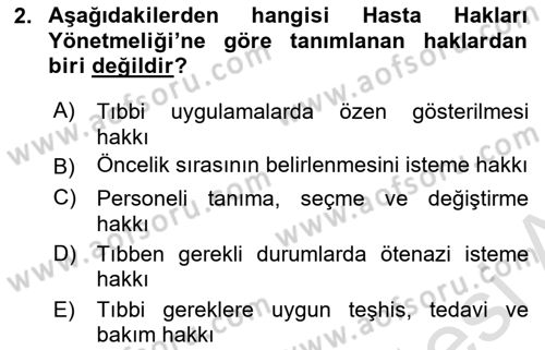 Sağlık Kurumlarında İletişim Dersi 2018 - 2019 Yılı 3 Ders Sınav Soruları 2. Soru