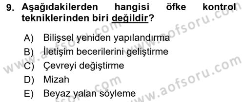 Sağlık Kurumlarında İletişim Dersi 2018 - 2019 Yılı 3 Ders Sınav Soruları 9. Soru