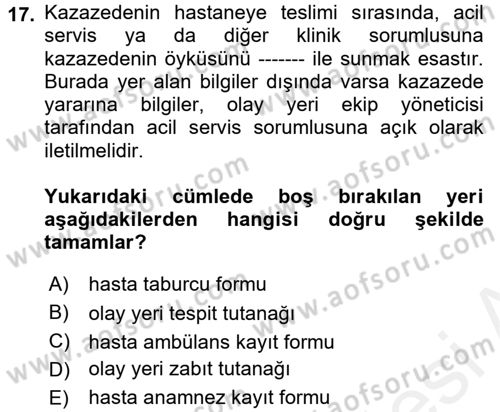 Sağlık Kurumlarında İletişim Dersi 2018 - 2019 Yılı (Final) Dönem Sonu Sınav Soruları 17. Soru