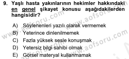 Sağlık Kurumlarında İletişim Dersi 2018 - 2019 Yılı (Final) Dönem Sonu Sınav Soruları 9. Soru