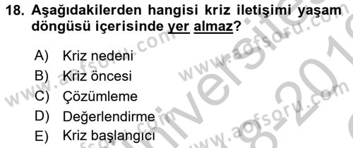 Sağlık Kurumlarında İletişim Dersi 2018 - 2019 Yılı Yaz Okulu Sınav Soruları 18. Soru