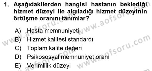 Sağlık Kurumlarında İletişim Dersi 2020 - 2021 Yılı Yaz Okulu Sınav Soruları 1. Soru