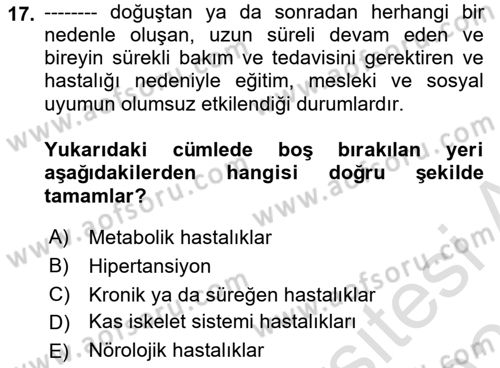 Sağlık Kurumlarında İletişim Dersi 2020 - 2021 Yılı Yaz Okulu Sınav Soruları 17. Soru