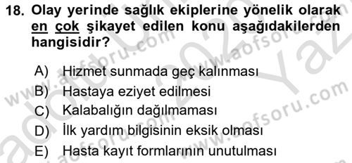 Sağlık Kurumlarında İletişim Dersi 2020 - 2021 Yılı Yaz Okulu Sınav Soruları 18. Soru