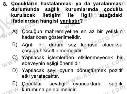 Sağlık Kurumlarında İletişim Dersi 2020 - 2021 Yılı Yaz Okulu Sınav Soruları 8. Soru
