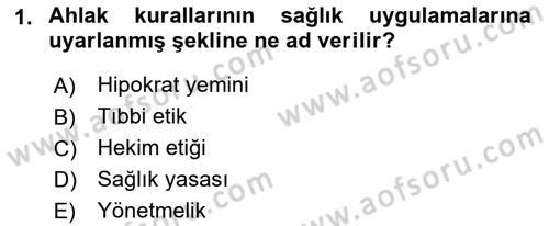 Sağlık Kurumlarında İletişim Dersi 2021 - 2022 Yılı (Vize) Ara Sınav Soruları 1. Soru