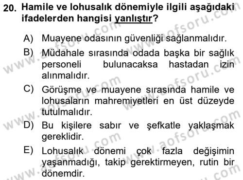 Sağlık Kurumlarında İletişim Dersi 2021 - 2022 Yılı (Vize) Ara Sınav Soruları 20. Soru