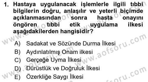 Sağlık Kurumlarında İletişim Dersi 2021 - 2022 Yılı (Final) Dönem Sonu Sınav Soruları 1. Soru