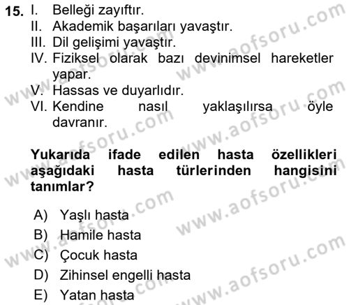 Sağlık Kurumlarında İletişim Dersi 2021 - 2022 Yılı (Final) Dönem Sonu Sınav Soruları 15. Soru