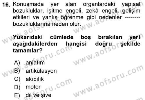 Sağlık Kurumlarında İletişim Dersi 2021 - 2022 Yılı (Final) Dönem Sonu Sınav Soruları 16. Soru