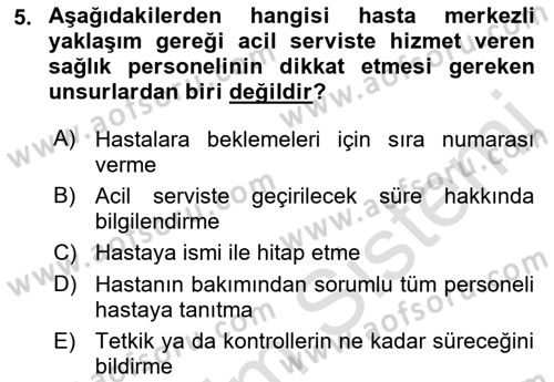 Sağlık Kurumlarında İletişim Dersi 2021 - 2022 Yılı (Final) Dönem Sonu Sınav Soruları 5. Soru