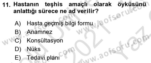 Sağlık Kurumlarında İletişim Dersi 2021 - 2022 Yılı Yaz Okulu Sınav Soruları 11. Soru