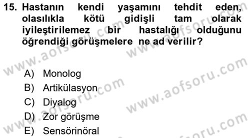 Sağlık Kurumlarında İletişim Dersi 2021 - 2022 Yılı Yaz Okulu Sınav Soruları 15. Soru