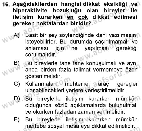 Sağlık Kurumlarında İletişim Dersi 2021 - 2022 Yılı Yaz Okulu Sınav Soruları 16. Soru