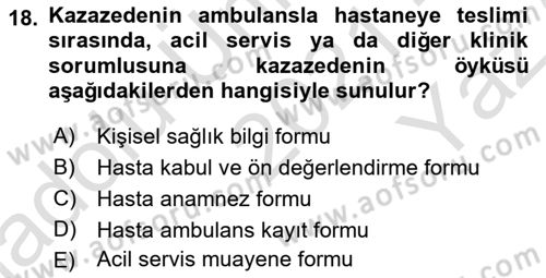 Sağlık Kurumlarında İletişim Dersi 2021 - 2022 Yılı Yaz Okulu Sınav Soruları 18. Soru