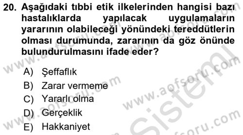 Sağlık Kurumlarında İletişim Dersi 2021 - 2022 Yılı Yaz Okulu Sınav Soruları 20. Soru