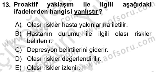 Sağlık Kurumlarında İletişim Dersi 2022 - 2023 Yılı Yaz Okulu Sınav Soruları 13. Soru