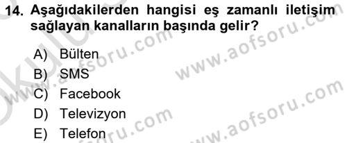 Sağlık Kurumlarında İletişim Dersi 2022 - 2023 Yılı Yaz Okulu Sınav Soruları 14. Soru