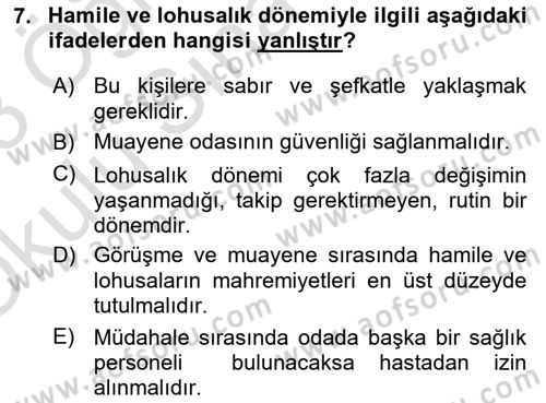 Sağlık Kurumlarında İletişim Dersi 2022 - 2023 Yılı Yaz Okulu Sınav Soruları 7. Soru