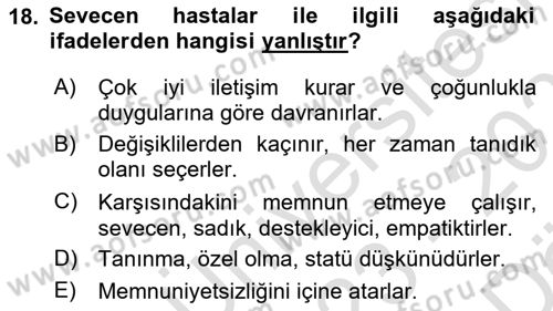 Sağlık Kurumlarında İletişim Dersi 2023 - 2024 Yılı (Vize) Ara Sınav Soruları 18. Soru