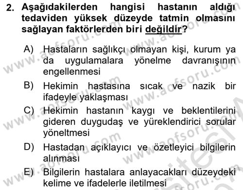 Sağlık Kurumlarında İletişim Dersi 2023 - 2024 Yılı (Vize) Ara Sınav Soruları 2. Soru