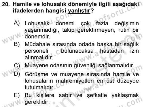 Sağlık Kurumlarında İletişim Dersi 2023 - 2024 Yılı (Vize) Ara Sınav Soruları 20. Soru